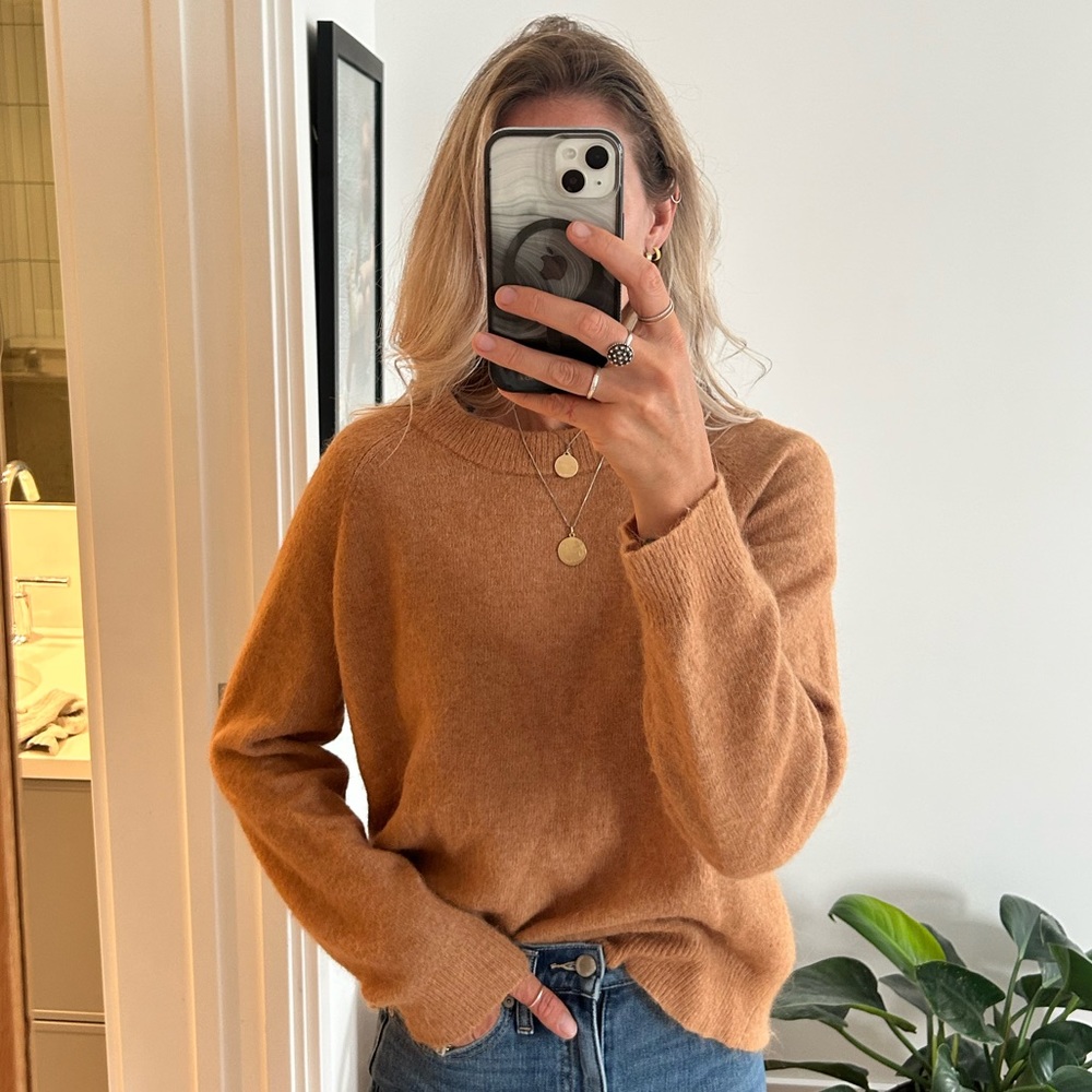 Zara Camel Brown Crew Neck Sweater